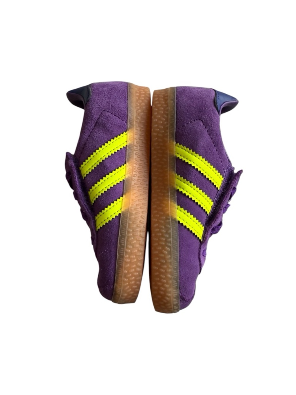 adidas Kids Gazelle Suede Sneaker - Purple with Neon green Stripes - Picture 10 of 11